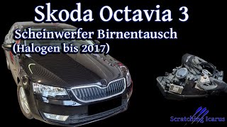 Skoda Octavia 3 Scheinwerfer Lampentausch Halogen bis 2017  Tutorial [upl. by Asek946]