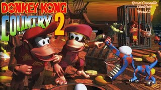 Super Nintendo Donkey Kong Country 2 Diddys Kong Quest Crocodile Cauldron World 2 [upl. by Mickelson555]