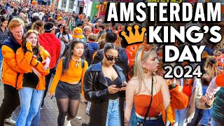 Kings Day Amsterdam 2024 🇳🇱10 Million Dutch On Streets Walking Tour Netherlands [upl. by Ajax994]