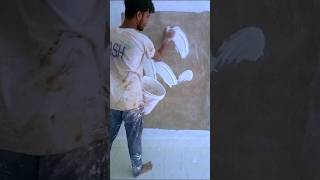 Wall putty design Wall apply popper 1st coat waterproof putty shorts painting design workout [upl. by Acirederf]