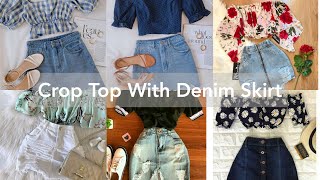 Crop Top With Skirt Girls Crop Top Design Girls Denim Skirt Girls Jeans SkirtGirls Dressing Idea [upl. by Diana44]