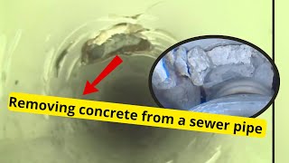 Removing Concrete from Sewer Pipe with Robotic Cutter [upl. by Hafler]