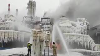 Russia gas terminal burns in suspected drone attack  REUTERS [upl. by Nosneh833]