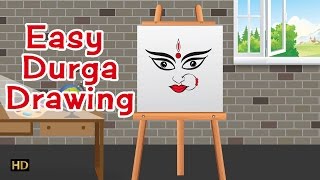 Easy Durga Drawing  Navratri Special  Kids Learning Videos HD [upl. by Dlawso]