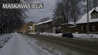 RIGA Maskavas iela the winter walk 4K HDR [upl. by Ednutey]