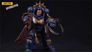 JOYTOY PRIMARIS CAPTAIN IN GRAVIS ARMOUR WARHAMMER 40K ULTRAMARINES 118 figure unboxing JT2177 [upl. by Ahsikcin]