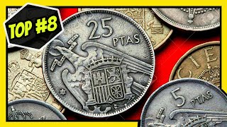 🚩 TOP 8 Monedas ESPAÑOLAS mas VALIOSAS 19391975  PESETAS El Mundo de las Monedas [upl. by Nariko]