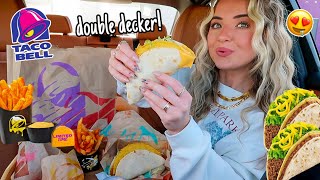 Trying Taco Bell NEW DOUBLE DECKER TACOS  Gucci Bag Giveaway [upl. by Smitty]