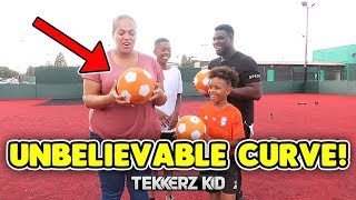 Insane SWERVE amp CURVE Freekicks Challenge  Tekkerz Kid amp Romello vs Mum amp Dad [upl. by Walden592]