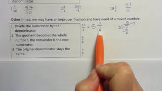 Fractions  mixed numbers vs improper fractions [upl. by Bernelle]