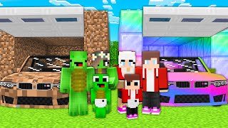 Mikey Family vs JJ Family DIRT vs RAINBOW Cars in Minecraft  JJ Mikey Maizen [upl. by Selden]