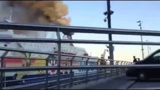 Ferry Moby Zaza Catches On Fire in Nice France [upl. by Dahc611]