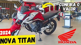 HONDA TITAN 160CC VERMELHA PREÇO DE 2024 [upl. by Annaeirb]