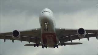 Great landing amp takeoff Airbus A380 Emirates at Schiphol Amsterdam Airport [upl. by Nylekoorb]