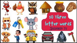 50 Three Letter Words  Easy vocabulary for kids [upl. by Shantha]