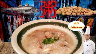 Dried Pollack Fish amp Peanut Porridge Recipe  Popular Guangdong China Dish [upl. by Einitsed]