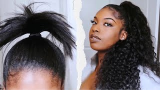 SLEEK Ponytail On NATURAL Hair With Weave [upl. by Spear801]