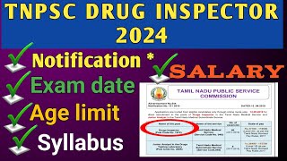 DRUG INSPECTOR 2024 NOTIFICATIONAGEEXAM DATE SYLLABUS [upl. by Auqenat]