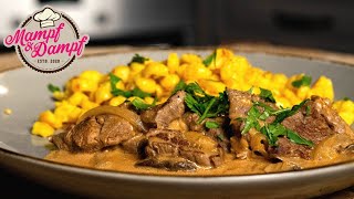 Stroganoff Rezept  Boeuf Stroganoff selber machen  Rinderfilet in Rahmsoße 🐮 [upl. by Aromas]