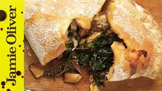 Easy Mushroom amp Spinach Pizza Calzone Recipe  Jamie Oliver [upl. by Normy225]