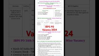 IBPS PO New Vacancy 2024। ibps po exam date।ibpspo। [upl. by Mattox]