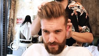 Mens Pompadour with Natural Side Part [upl. by Cordelie655]