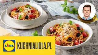 Włoski klasyk dla początkujących Spaghetti puttanesca  Karol Okrasa amp Kuchnia Lidla [upl. by Kristo635]