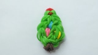 Rainbow Loom Mini Christmas Tree Charm  Loom Bands How To [upl. by Henrie]