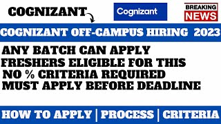 COGNIZANT OFFCAMPUS HIRING 2024  2023 BATCH  ANY GRADUATE CAN APPLY  SALARY  4 LPA [upl. by Radbun]