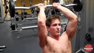 How To Seated Overhead Tricep Extension with an EZ Curl Bar [upl. by Htennek]