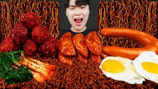 ASMR MUKBANG 직접 만든 양념 치킨먹방 짜파게티 소세지 김치 레시피 amp 먹방 BLACK BEAN NOODLES AND FRIED CHICKEN EATING SOUND [upl. by Eira985]