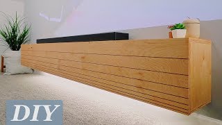 How To Build a Floating Media Console w Undermount LEDs  DIY Woodworking [upl. by Ever]