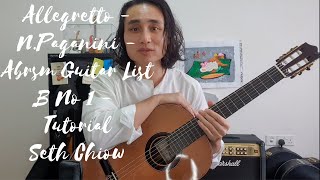 Allegretto  NPaganini  Abrsm Guitar Grade 4  List B No 1  Tutorial  Seth Chiow [upl. by Yanahc]