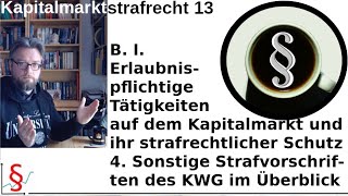 KapitalmarktstrafR 13 B I 4 Weitere Strafvorschriften des KWG im Überblick [upl. by Fosdick]