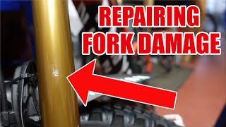 How to fix a scratched fork stanchion with 2 part epoxy the easy way [upl. by Dnomrej]