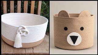 Easy Crochet Candy Bowl With Handles Diy Mini Macrame Crochet Basket Scrap Yarn Crochet Projects [upl. by Nylissej571]