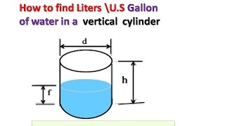 How to find Liters \US gallon of water in a vertical cylinder [upl. by Harret]