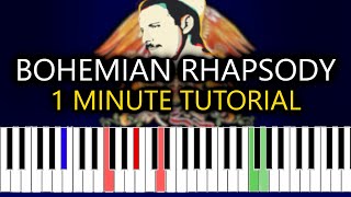 Bohemian Rhapsody 1 minute piano tutorial  Queen [upl. by Ardnac490]