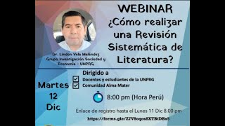 Webinar ¿COMO HACER REVISIONES SISTEMATICAS DE LITERATURA [upl. by Muir]