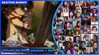 Attack on Titan Season 1 Episode 24 Reaction Mashup  進撃の巨人 shingekinokyojin attackontitan aot [upl. by Inilam]