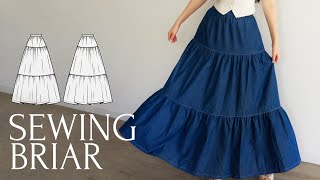 DIY Easy Maxi Tiered Ruffle Skirt  Sewing Pattern [upl. by Davie245]