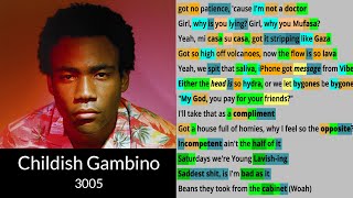 3005 by Childish Gambino  Rhyme Check lyric video [upl. by Euqinu629]