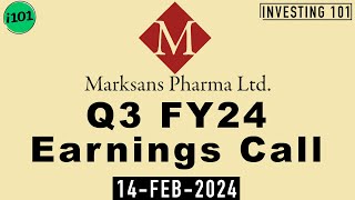 Marksans Pharma Q3 FY24 Earnings Call  Marksans Pharma Limited FY24 Q3 Concall [upl. by Milinda454]