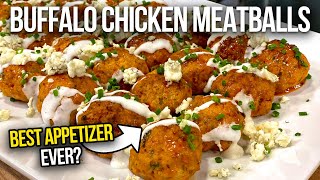 The BEST Buffalo Chicken Meatballs  Baked Chicken Meatball Recipe [upl. by Hnao]