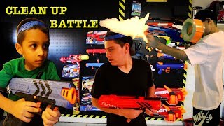 CLEAN UP BATTLE with NERF RIVAL GUNS [upl. by Shornick]