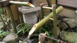 鹿威し（獅子脅し ししおどし）を作りました。 案外いい音です。shishiodoshi bamboo fountain [upl. by Ledua734]