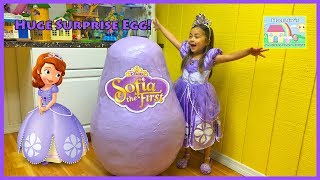 Worlds Biggest Sofia the First Egg Surprise Opening Disney Junior Toys amp PlayDoh Surprises [upl. by Hazlett]