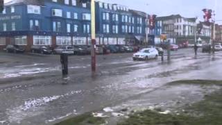 Blackpool seafront high tide storm 3rd January 2014 [upl. by Bowes]