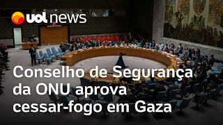 Conselho de Segurança da ONU aprova cessarfogo em Gaza e bota pressão sobre Hamas [upl. by Nev918]