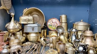 Antique shop  17 brass kitchen items  brass home decorative amp antique items  NOW ON SALE [upl. by Alyahs]